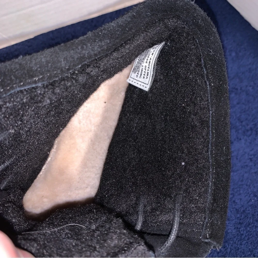 Bearpaw Angelina Wedge Ankle Boots Booties Black Suede Leather Women’s Size 10